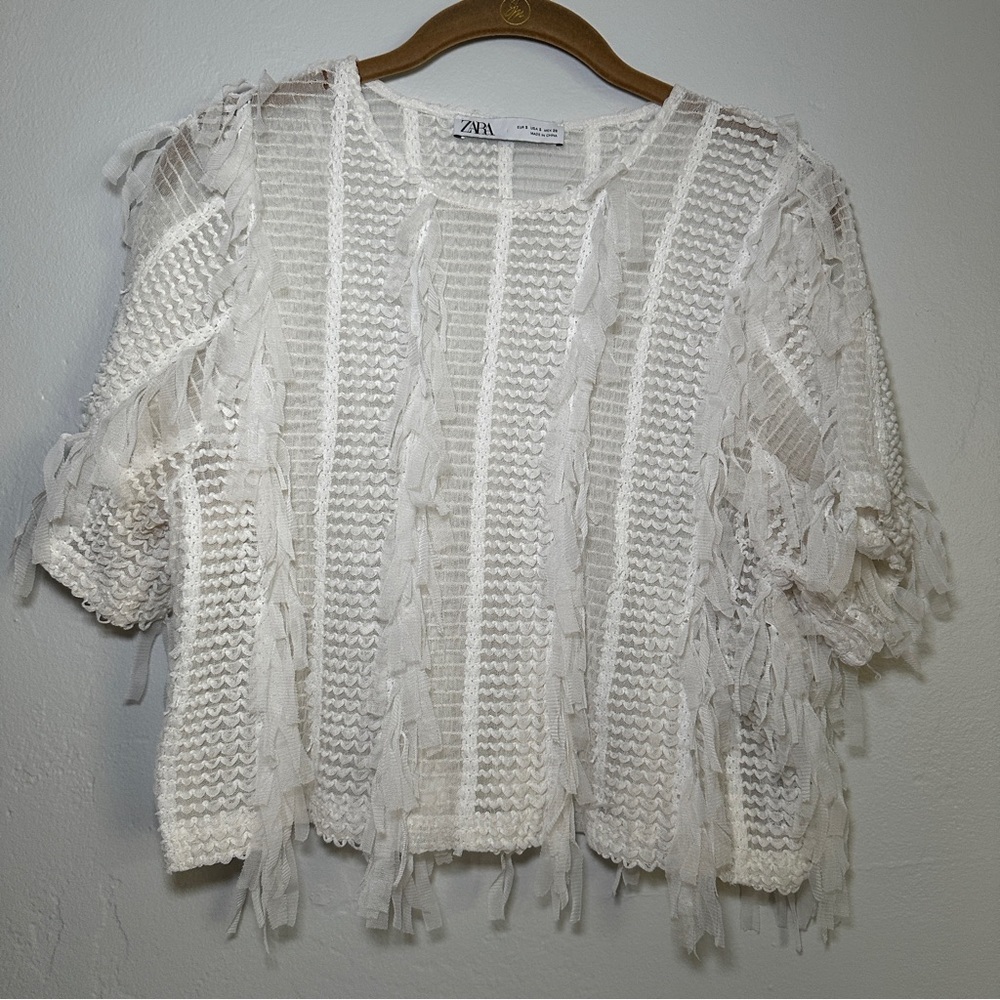 Zara Cream Textured Knit Top - Picture 3 of 4